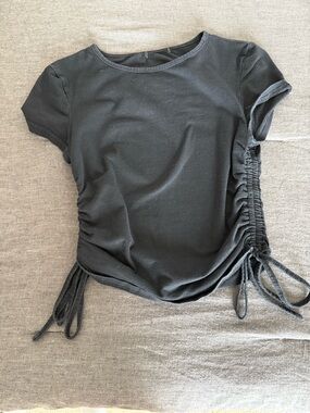 Black Ruched Side Tie Women’s Top